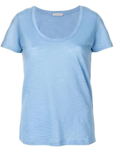Shop Moncler Scoop Neck T-shirt In Blue