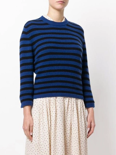 Shop Allude Striped Crew Neck Jumper - Blue