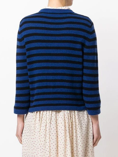 Shop Allude Striped Crew Neck Jumper - Blue