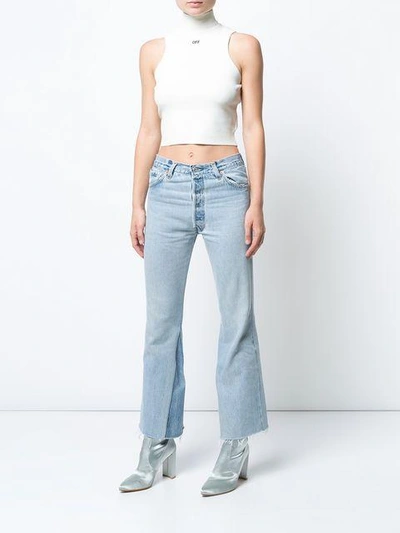 Shop Re/done Leandra Cropped Jeans In Blue
