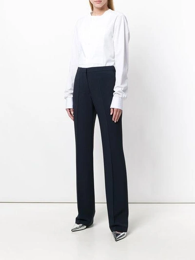 Shop Mantù Creased Tailored Trousers In Blue