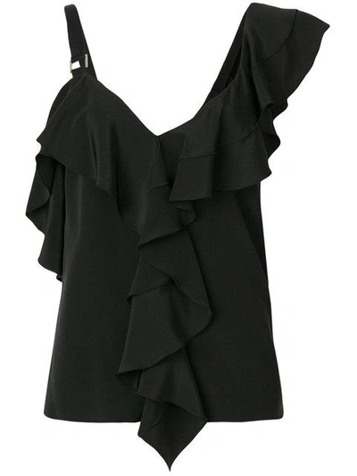 Shop Proenza Schouler Asymmetric Ruffle Blouse In Black