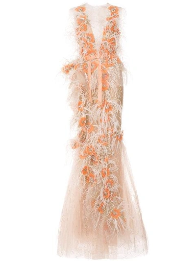 Shop Marchesa Ruffle Draped Tulle Gown