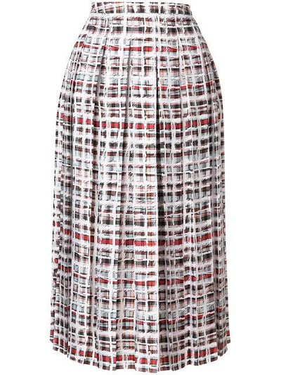 Shop Burberry Checked Pleated Skirt