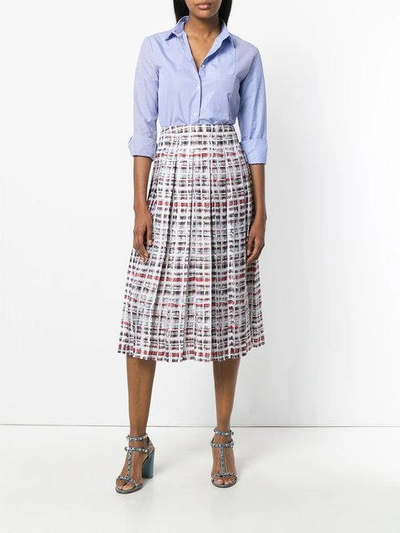 Shop Burberry Checked Pleated Skirt