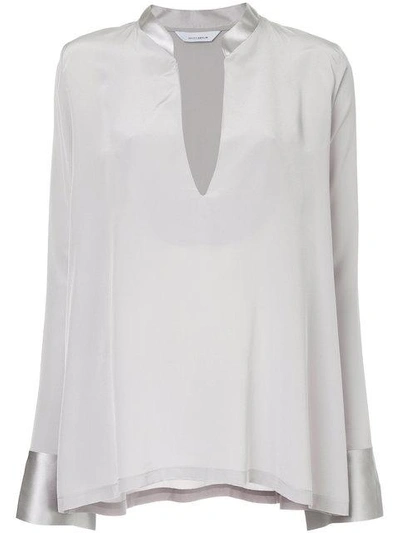 Shop Kacey Devlin Contrast Cuff And Collar Blouse - Pink