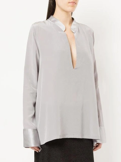 Shop Kacey Devlin Contrast Cuff And Collar Blouse - Pink