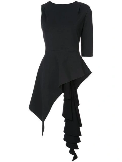 Shop Valery Kovalska Asymmetric-sleeve Blouse In Black