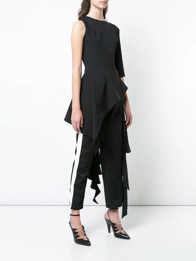 Shop Valery Kovalska Asymmetric-sleeve Blouse In Black