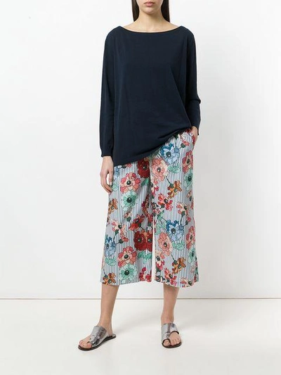 Shop I'm Isola Marras Floral Print Cropped Trousers - Blue