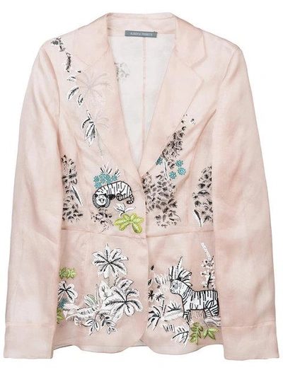 Shop Alberta Ferretti Semi-sheer Embellished Tulle Jacket