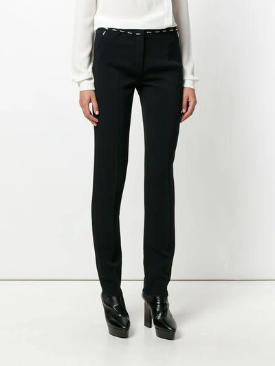 Shop Mugler Embellished Waistband Pleated Trousers In Black