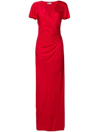 Shop Lanvin Draped V-neck Gown - Red