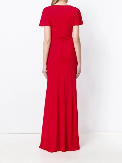 Shop Lanvin Draped V-neck Gown - Red