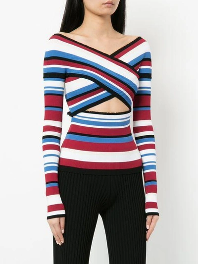 Shop Mrz Criss-cross Stripe Jumper In Multicolour