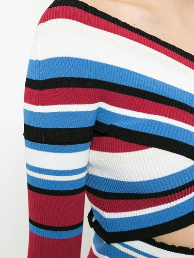 Shop Mrz Criss-cross Stripe Jumper In Multicolour