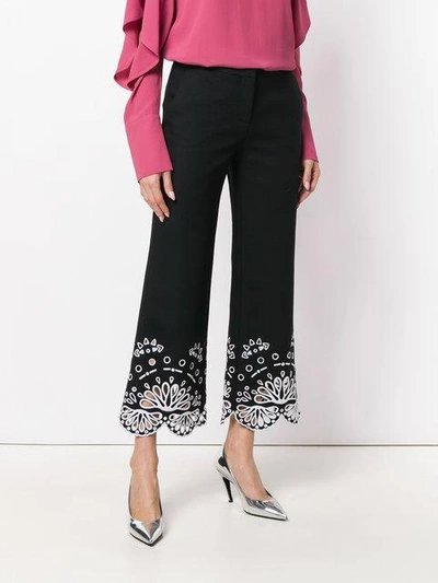 Shop Emilio Pucci Cropped Embroidered Trousers In Black