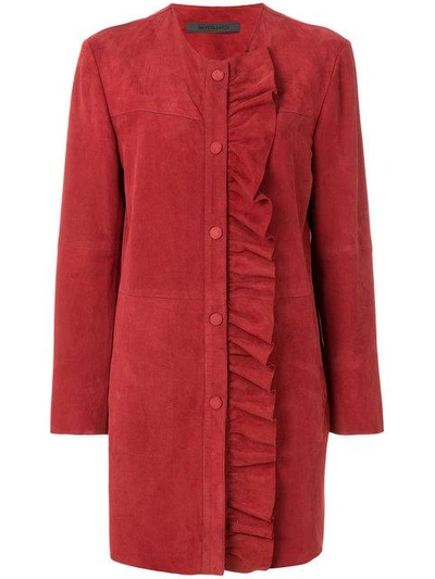 Shop Simonetta Ravizza Ruffle Detail Coat In Red