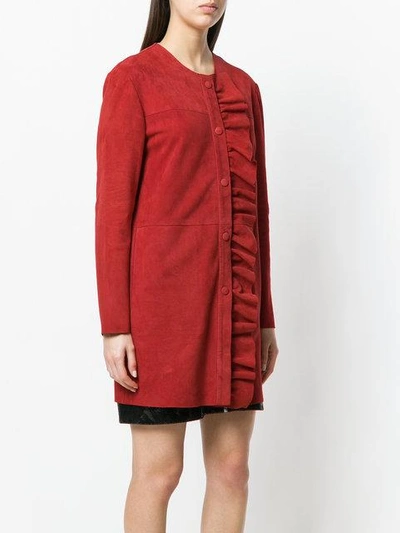 Shop Simonetta Ravizza Ruffle Detail Coat In Red