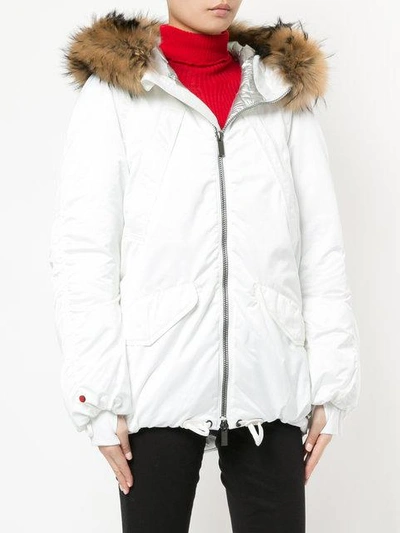 Shop Kru Fur Hooded Parka In White