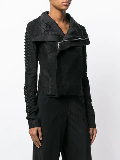 Shop Rick Owens Forever Classic Biker Jacket In 09099 Black Black Matt