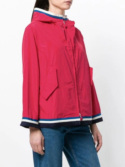 Shop Moncler Contrast-trim Zipped Jacket In Red