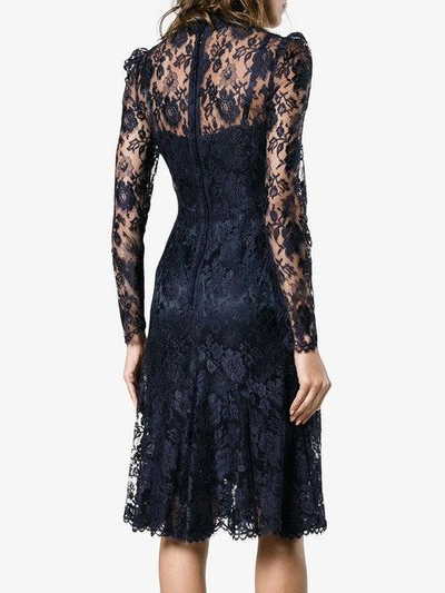 Shop Dolce & Gabbana High Neck Lace Midi Dress - Blue