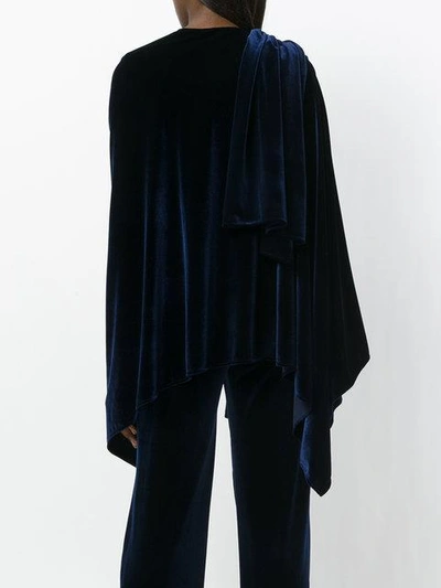 Shop Talbot Runhof Hint Draped Poncho In Blue