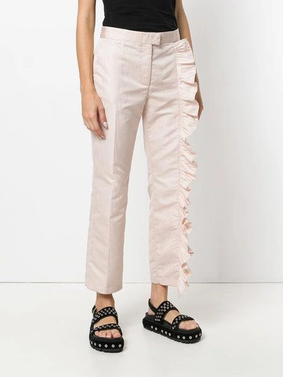 Shop Msgm Dallas Ruffled Detail Trousers - Pink