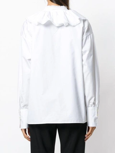 Shop Etro Lace-up Ruffle Bib Shirt In White