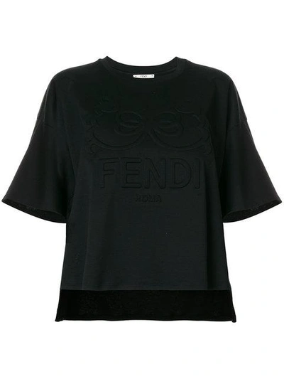 Shop Fendi Bow Logo Blouse In Black