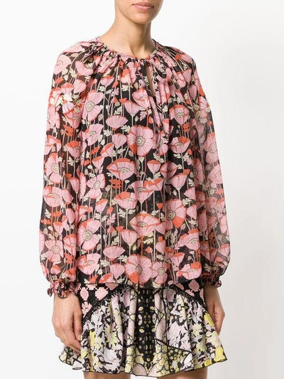 Shop Giamba Floral Print Blouse - Pink