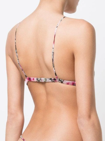 Shop Fleur Du Mal Poppy Print Triangle Bra - Multicolour