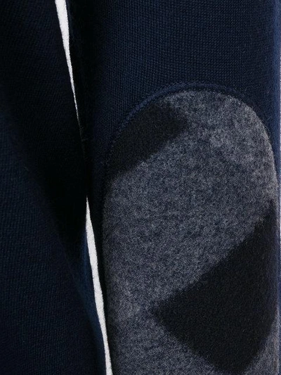 Shop Burberry Check Detail Merino Wool Cardigan In Blue