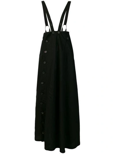 Shop Yohji Yamamoto Buttoned Shoulder Strap Skirt