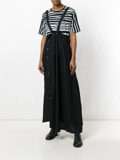 Shop Yohji Yamamoto Buttoned Shoulder Strap Skirt