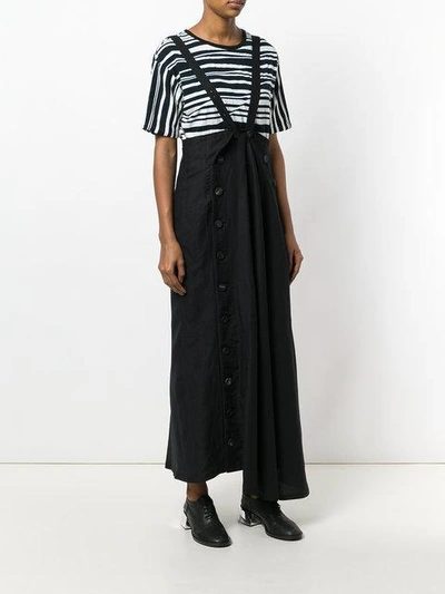 Shop Yohji Yamamoto Buttoned Shoulder Strap Skirt