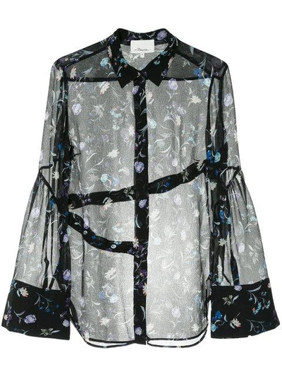 Shop 3.1 Phillip Lim / フィリップ リム Floral Embroidered Sheer Shirt In Black