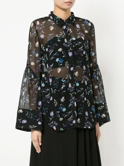 Shop 3.1 Phillip Lim / フィリップ リム Floral Embroidered Sheer Shirt In Black
