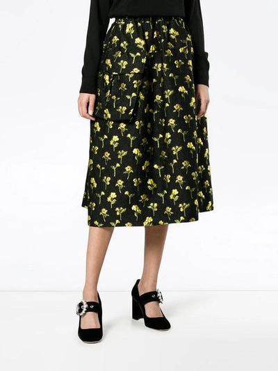 Shop Simone Rocha Floral Embroidered Asymmetric Full Skirt - Black