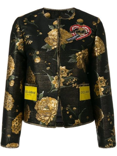 Shop Dolce & Gabbana Floral Embroidered Jacket - Black