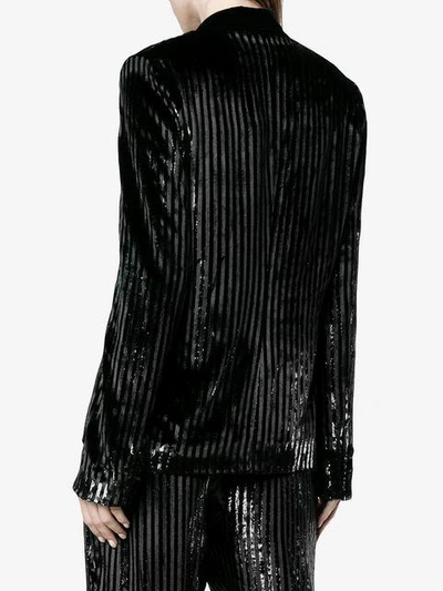 Shop De La Vali Velvet Jacket With Lurex Stripes - Black
