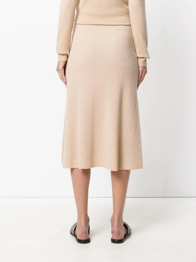 Shop Cashmere In Love Midi Knit Skirt In Neutrals