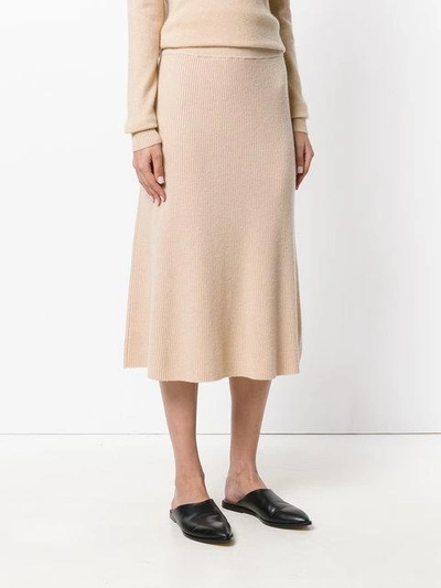 Shop Cashmere In Love Midi Knit Skirt In Neutrals