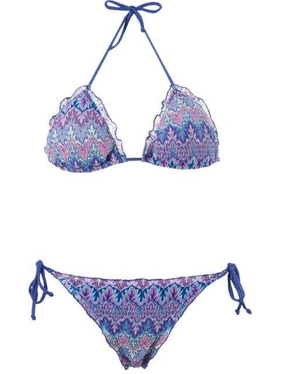 Shop Brigitte Knit Triangle Bikini Set In Pink