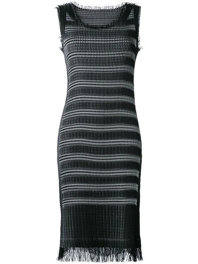 Shop Issey Miyake Fringed Fitted Dress - Black