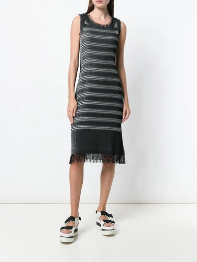 Shop Issey Miyake Fringed Fitted Dress - Black