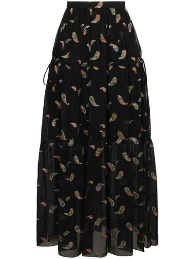 Shop Chloé Paisley Maxi Skirt - Black