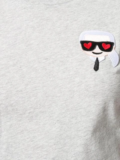 Shop Karl Lagerfeld Ikonik Emoji Karl T-shirt In Grey