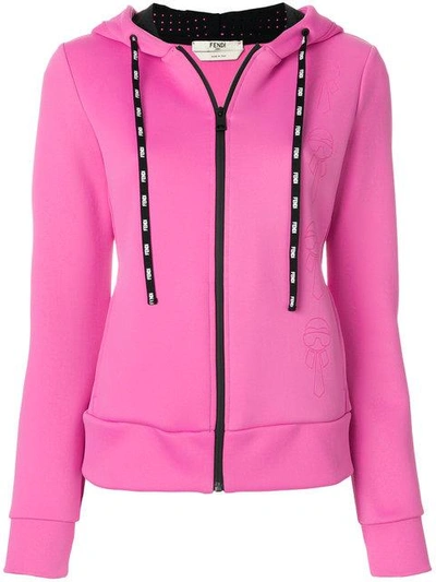 Shop Fendi Karlito-appliqué Zip Jacket - Pink